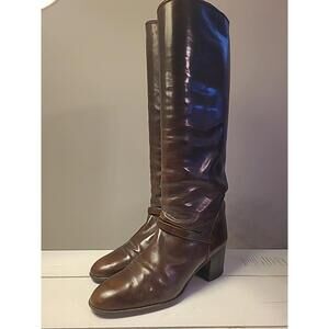 Sz 7.5  Tall Riding Boots Equestrian Exotic Leather Women's Rare Vintage